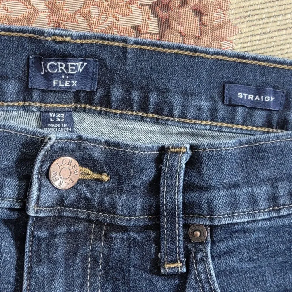 J Crew Jeans Mens 32x30* Blue Dark Wash Flex Straight Leg Stretch Denim